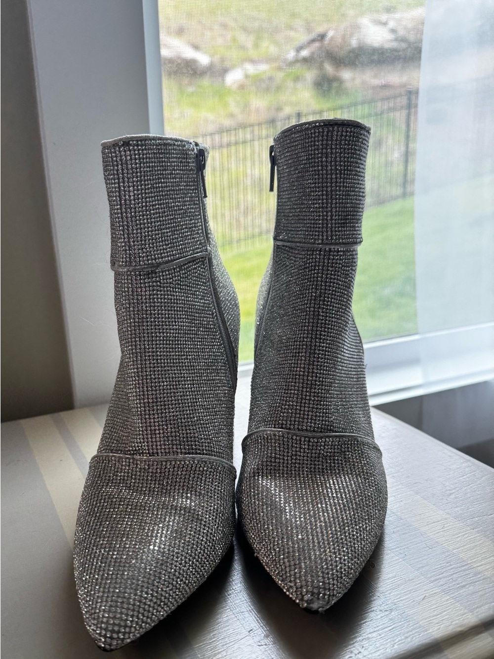 a new day Cailin Silver Rhinestone Pointed Ankle Booties